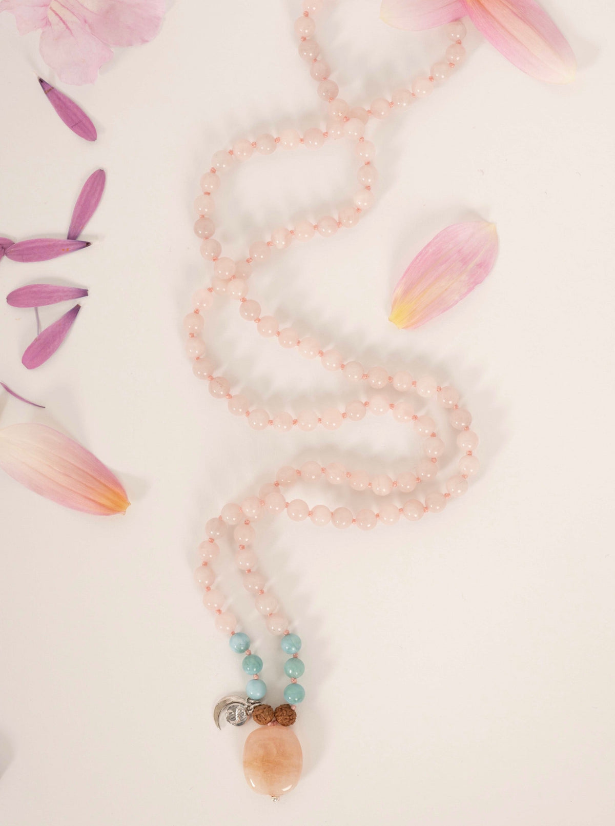 Rose Quartz and Larimar Mala